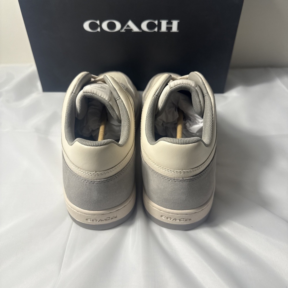 Coach C201 Leather Sneakers Chalk Dove Gray Sizes Mens 7D Womans 8D New $150 - Picture 5 of 9